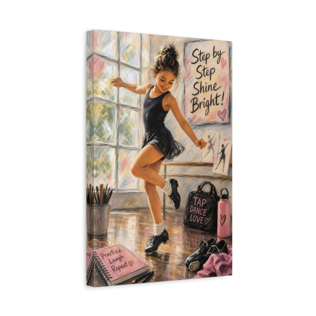 Side Mockup 4. Shine Bright Tap Dancer shown as canvas print