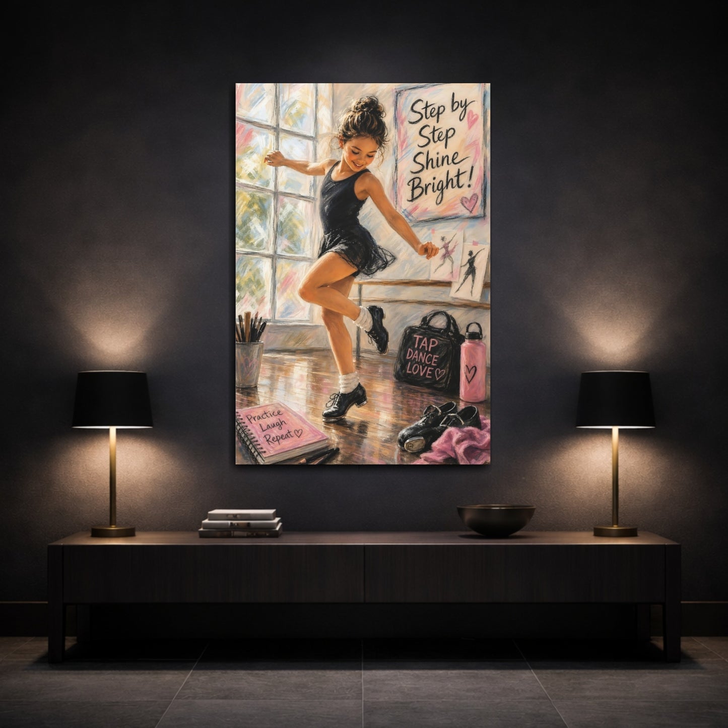Mockup 3. Shine Bright Tap Dancer shown as canvas print