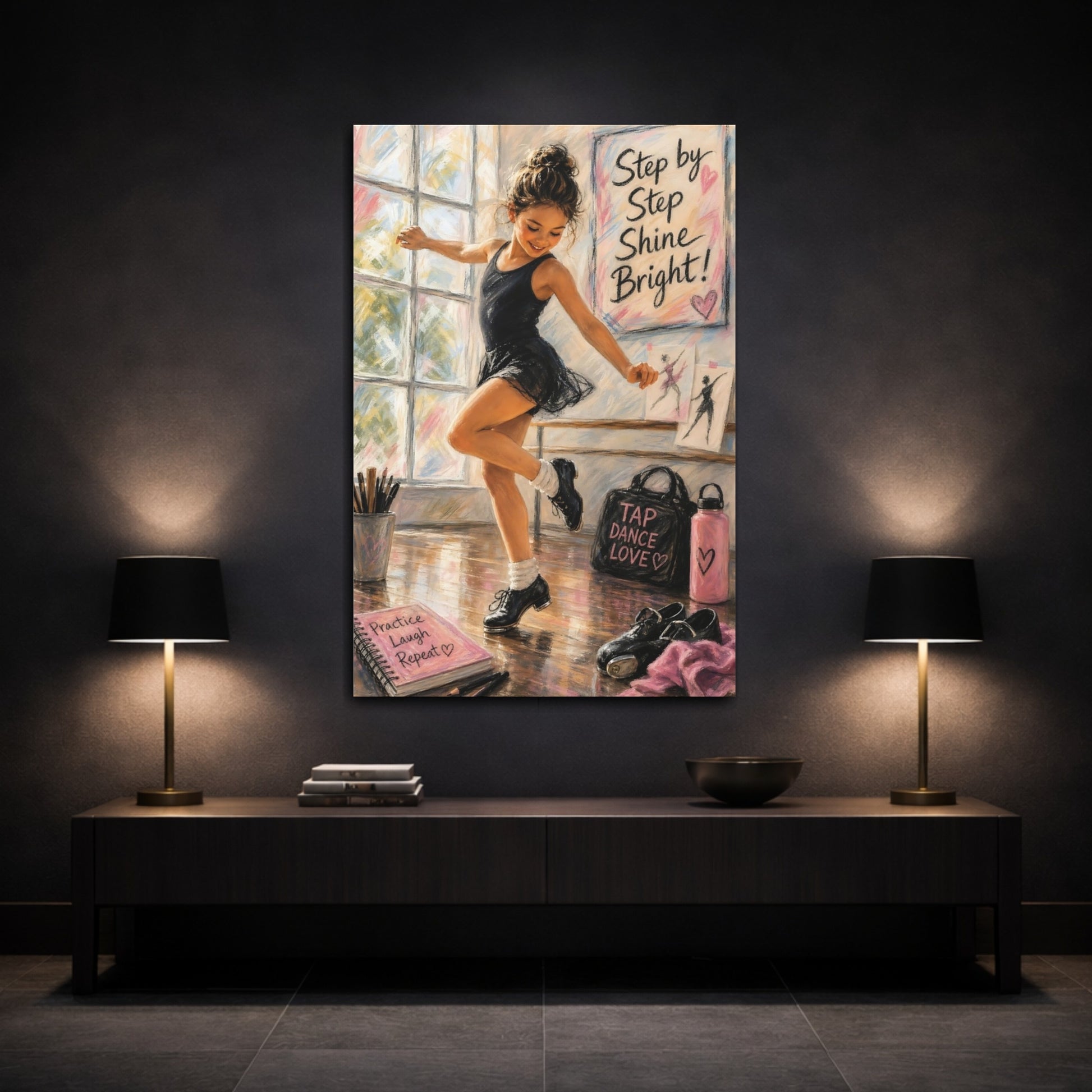 Mockup 3. Shine Bright Tap Dancer shown as canvas print