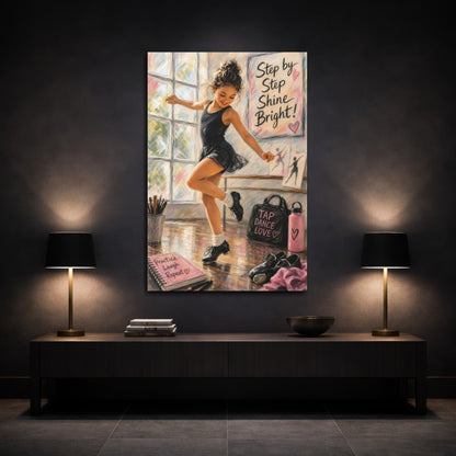 Mockup 3. Shine Bright Tap Dancer shown as canvas print