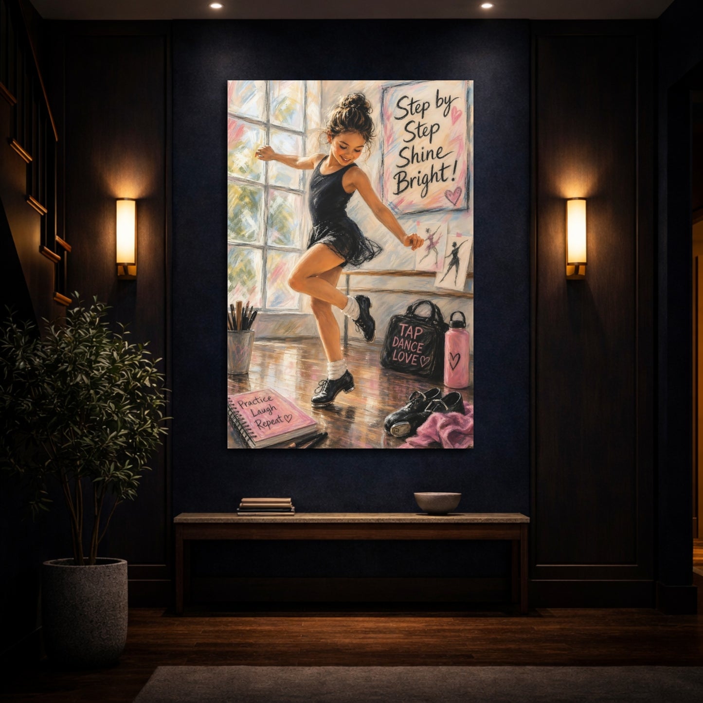 Mockup 4. Shine Bright Tap Dancer shown as canvas print