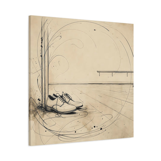 Main Mockup. Shoes At Door shown as canvas print