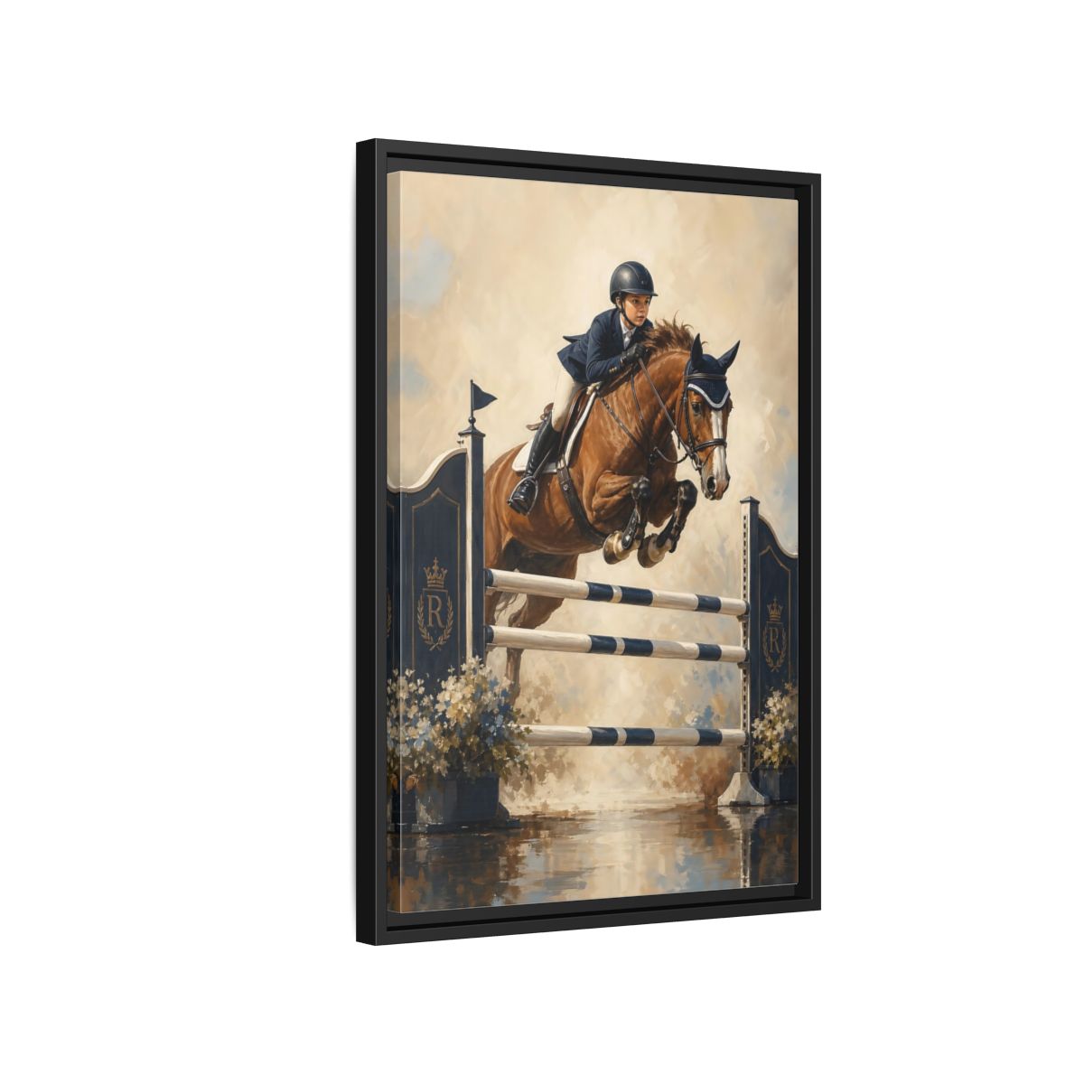 Side Mockup 3. Show Jumping Moment shown as framed canvas print
