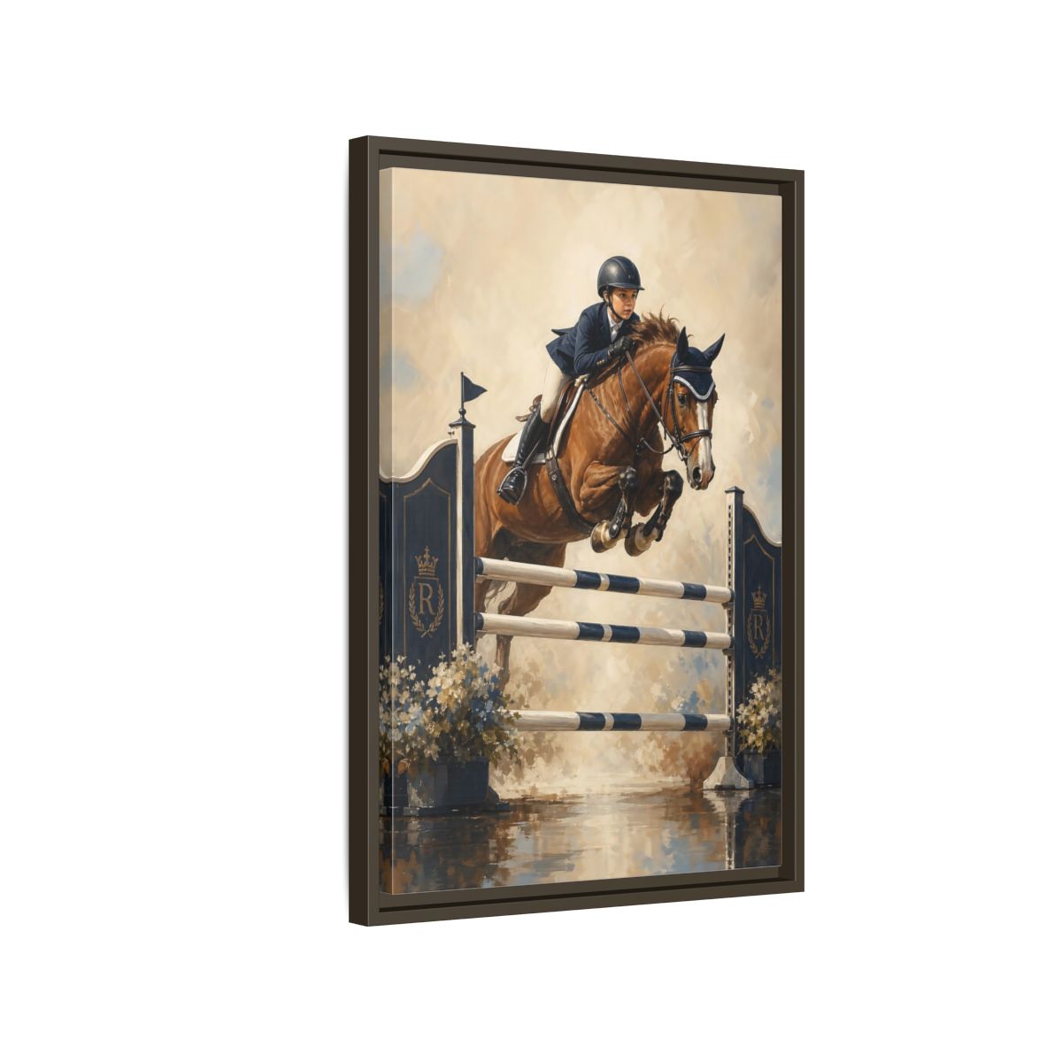 Side Mockup 2. Show Jumping Moment shown as framed canvas print