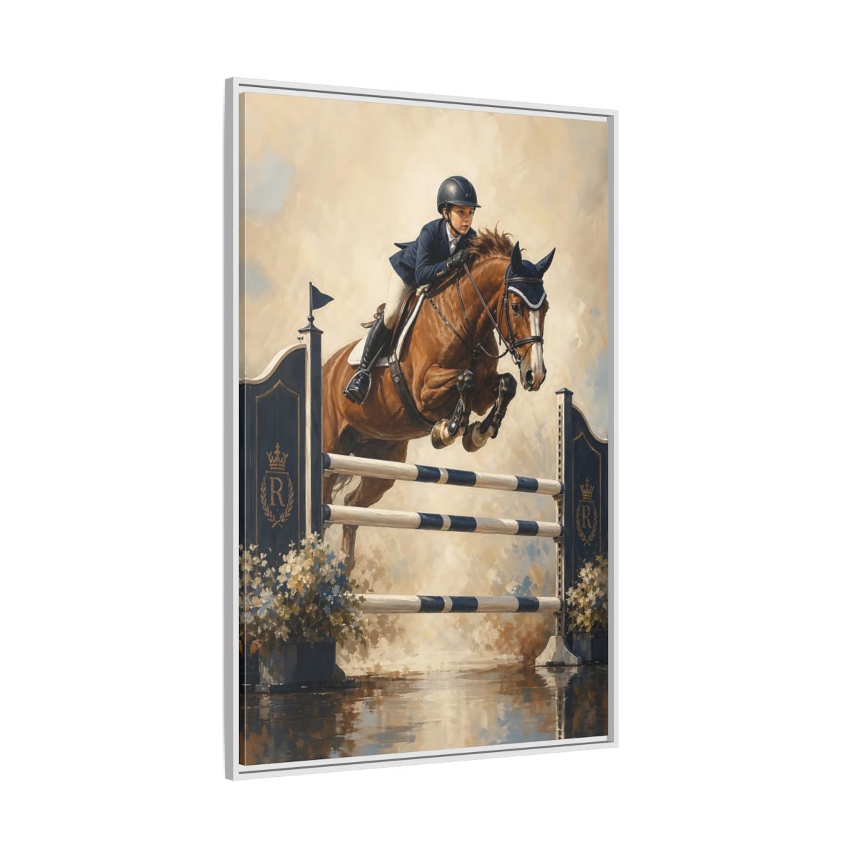 Side Mockup 7. Show Jumping Moment shown as framed canvas print
