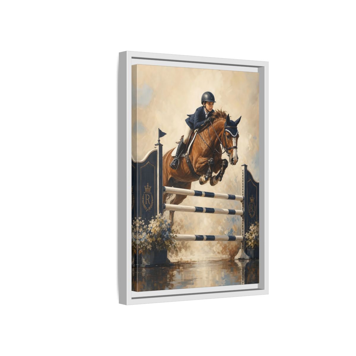 Side Mockup 4. Show Jumping Moment shown as framed canvas print