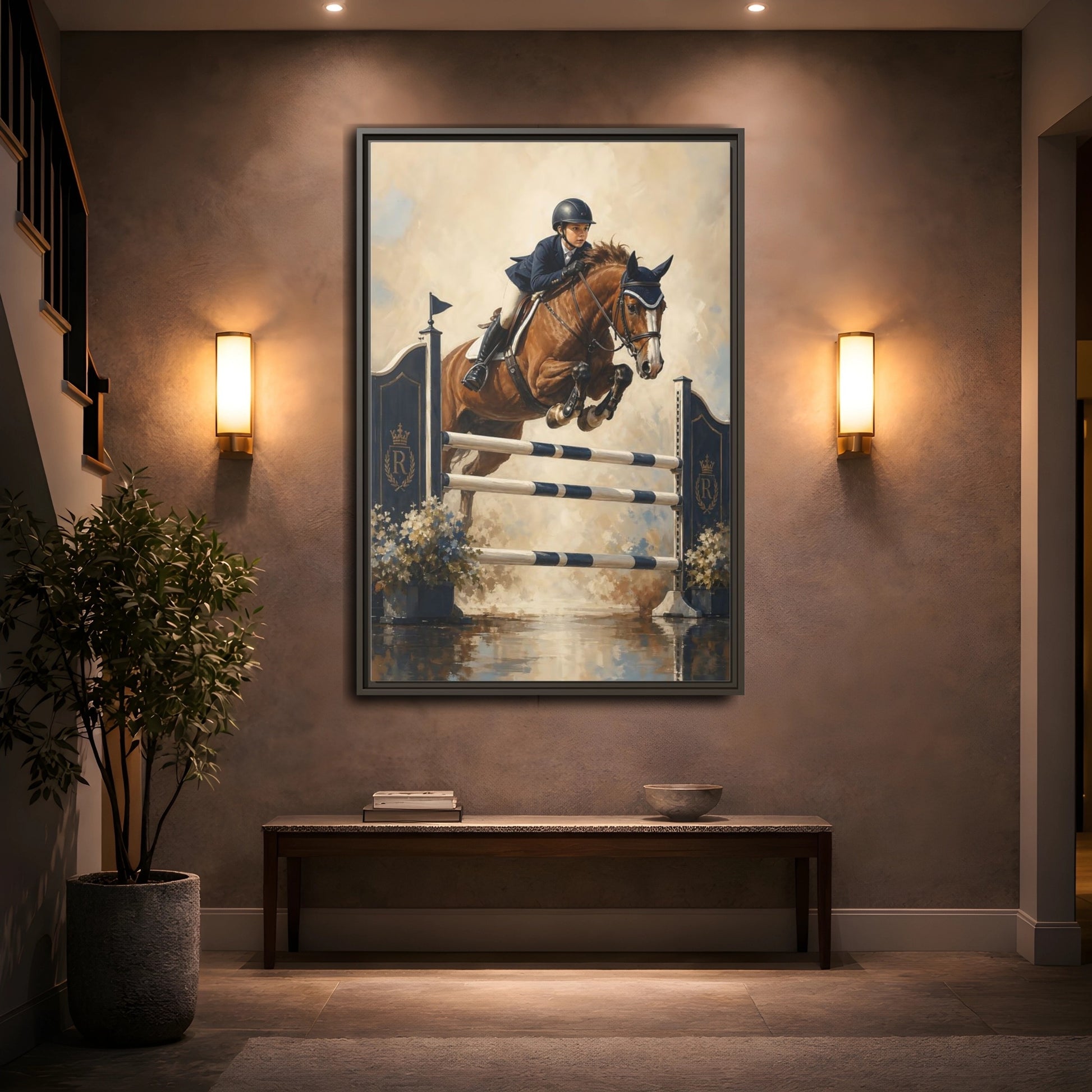 Mockup 2. Show Jumping Moment shown as framed canvas print