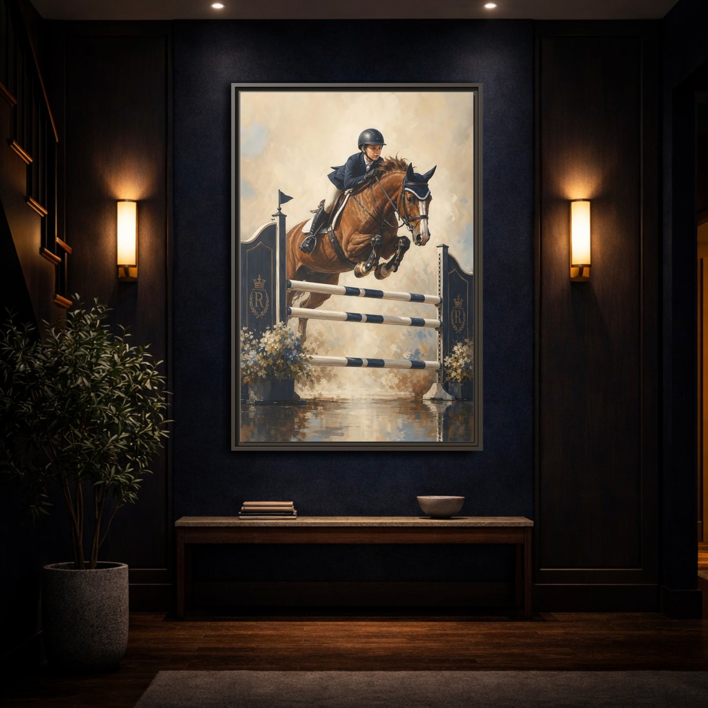 Mockup 4. Show Jumping Moment shown as framed canvas print