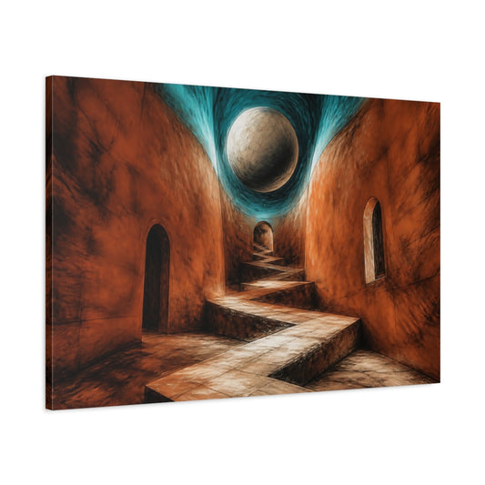 Main Mockup. Sienna Passage Illusion shown as canvas print