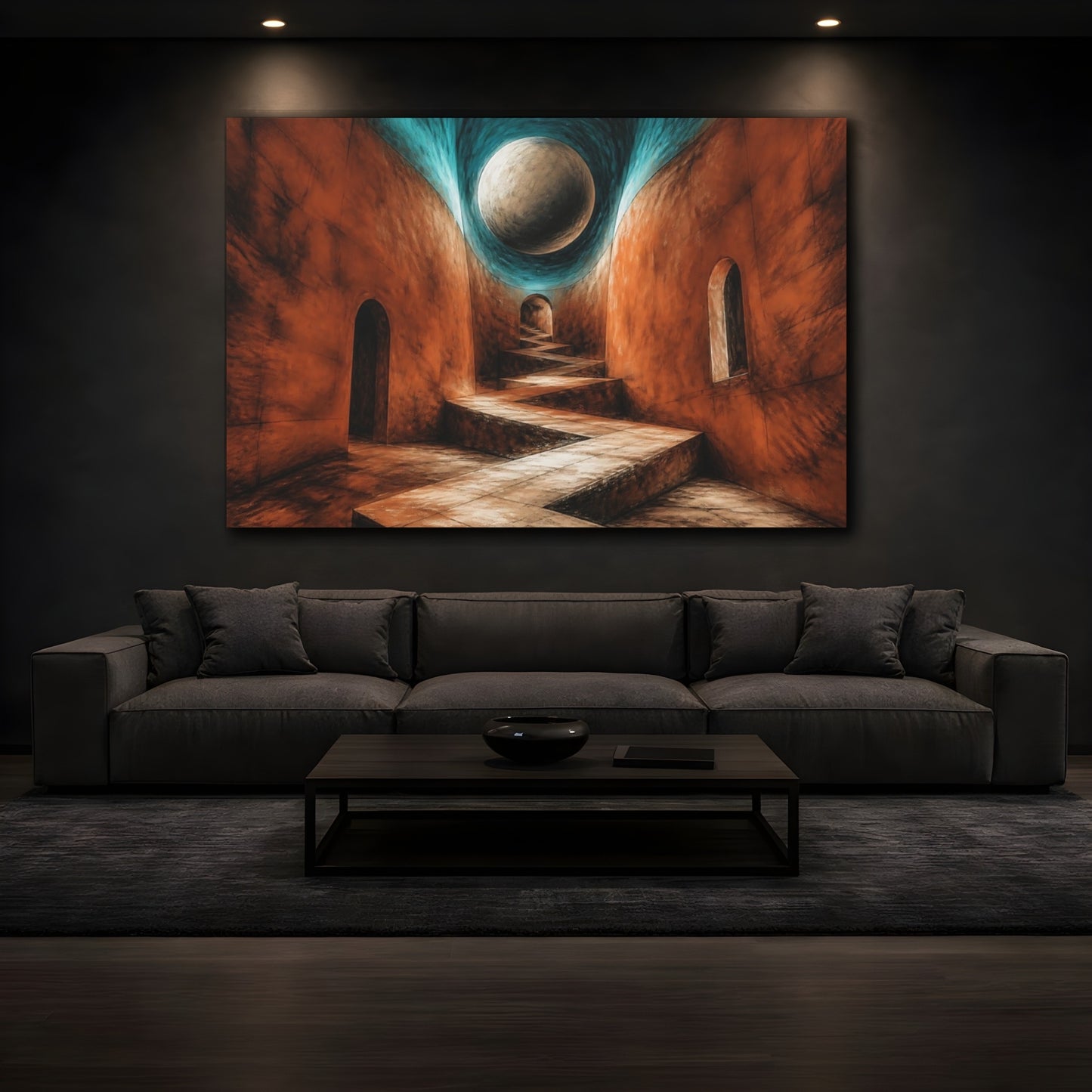 Mockup 3. Sienna Passage Illusion shown as canvas print