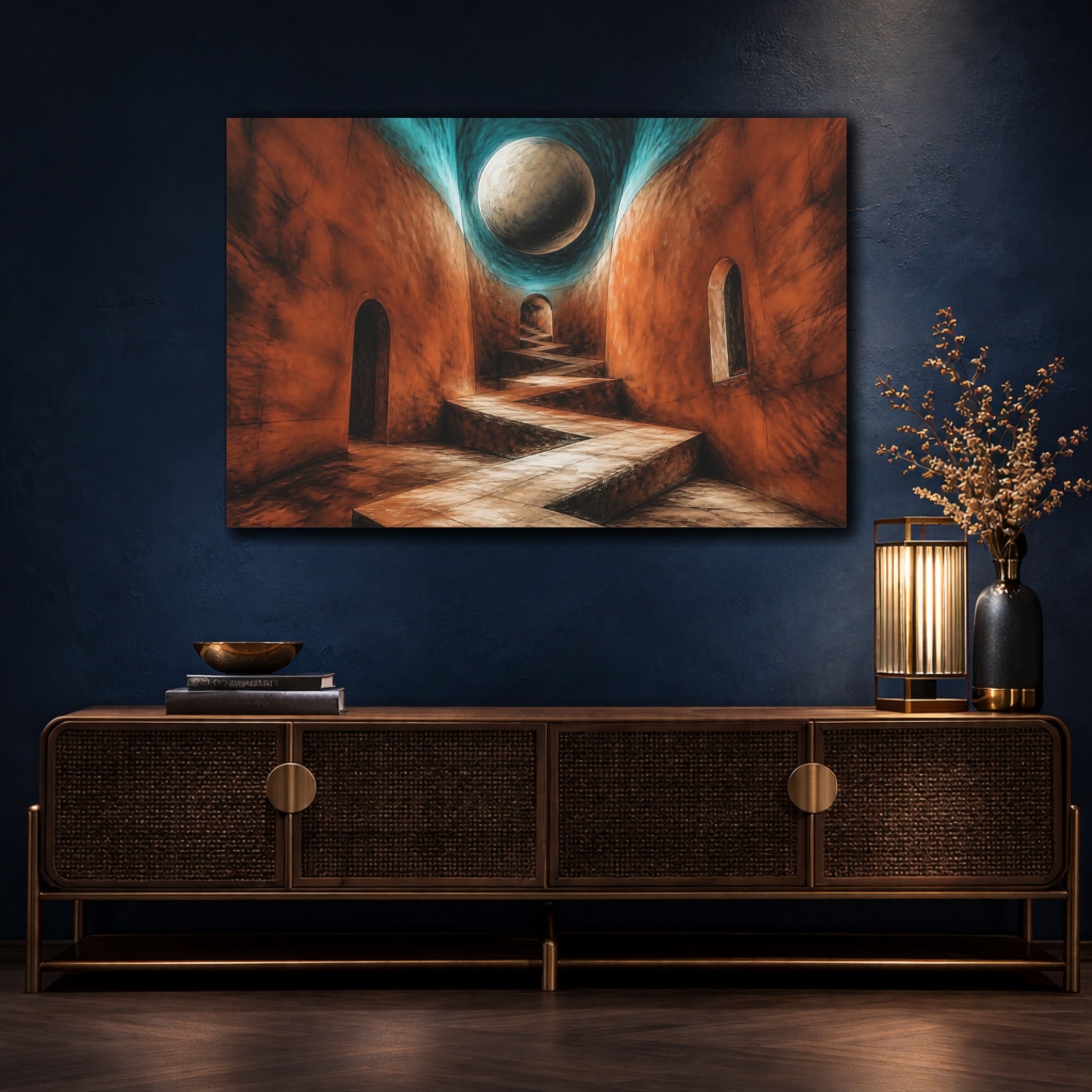 Mockup 4. Sienna Passage Illusion shown as canvas print