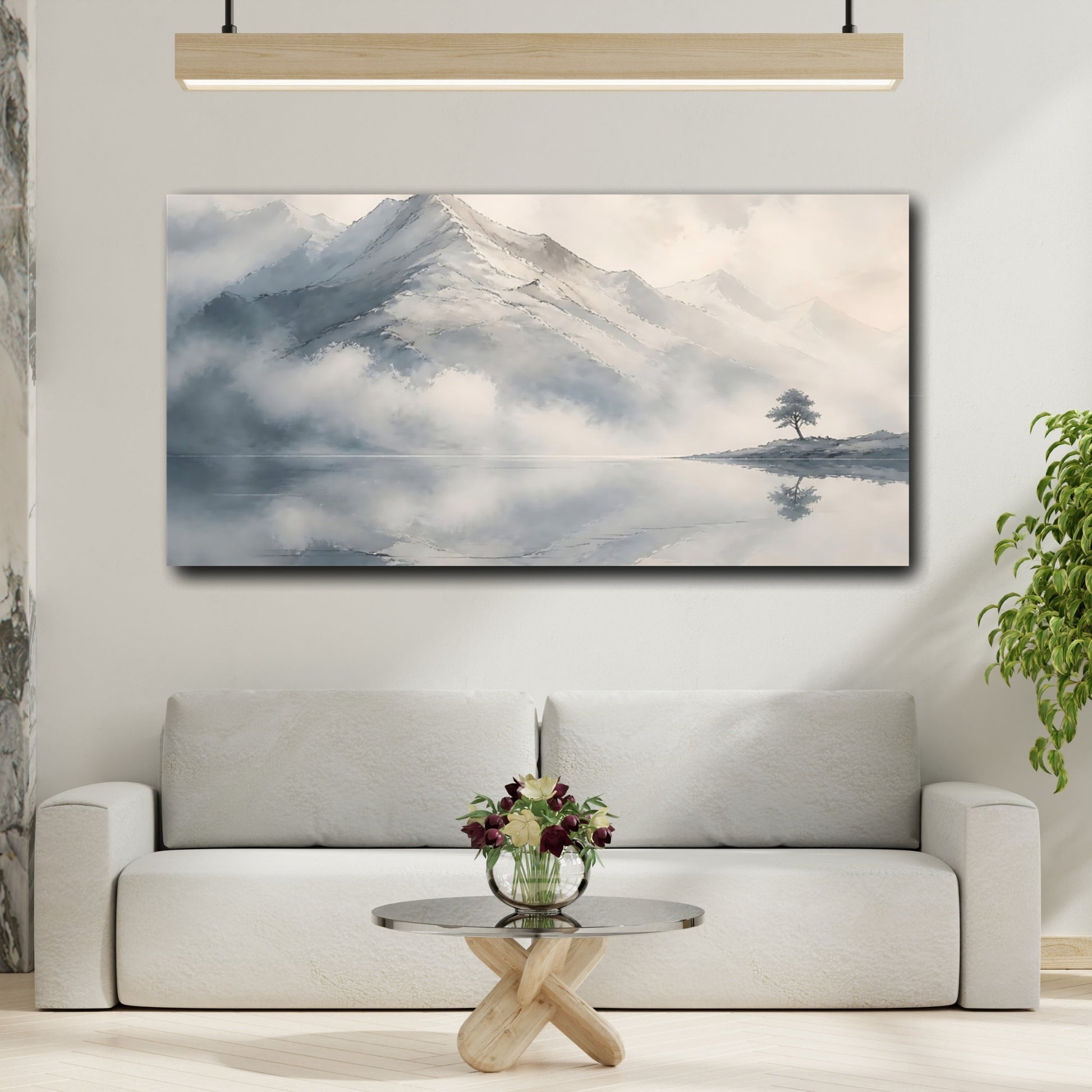 Mockup 2. Silent Mountain Reflection shown as canvas print