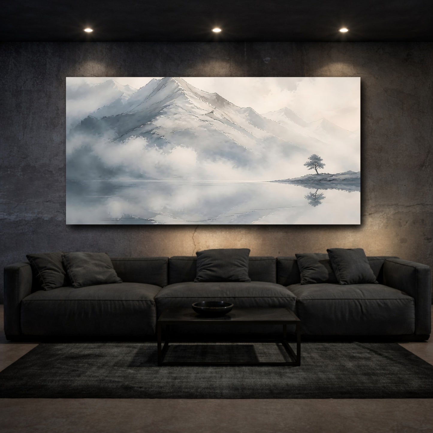 Mockup 3. Silent Mountain Reflection shown as canvas print