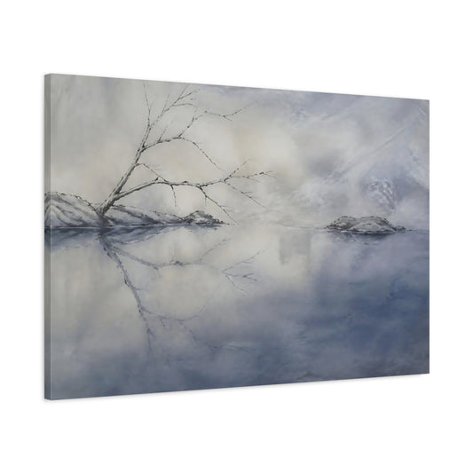 Main Mockup. Silent Winter Reflection shown as canvas print