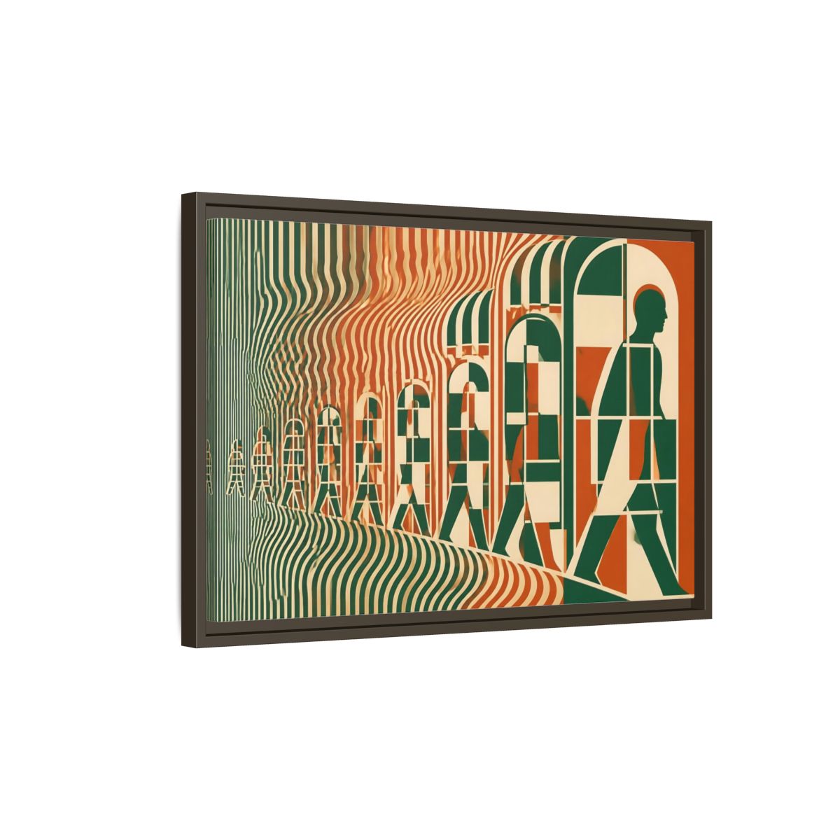 Side Mockup 2. Silhouette Through Arches shown as framed canvas print