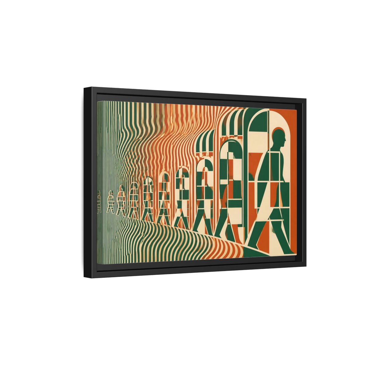 Side Mockup 6. Silhouette Through Arches shown as framed canvas print