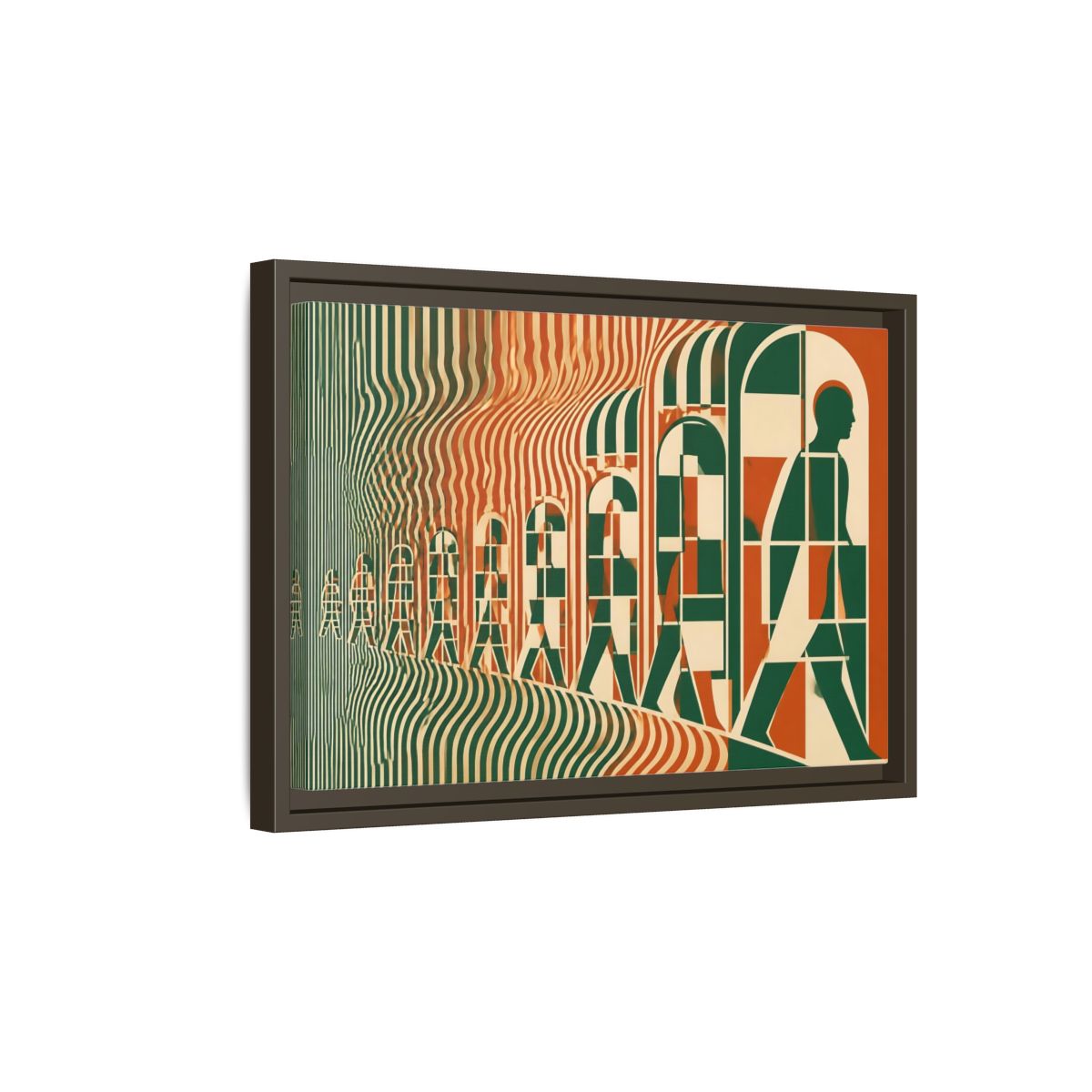 Side Mockup 5. Silhouette Through Arches shown as framed canvas print