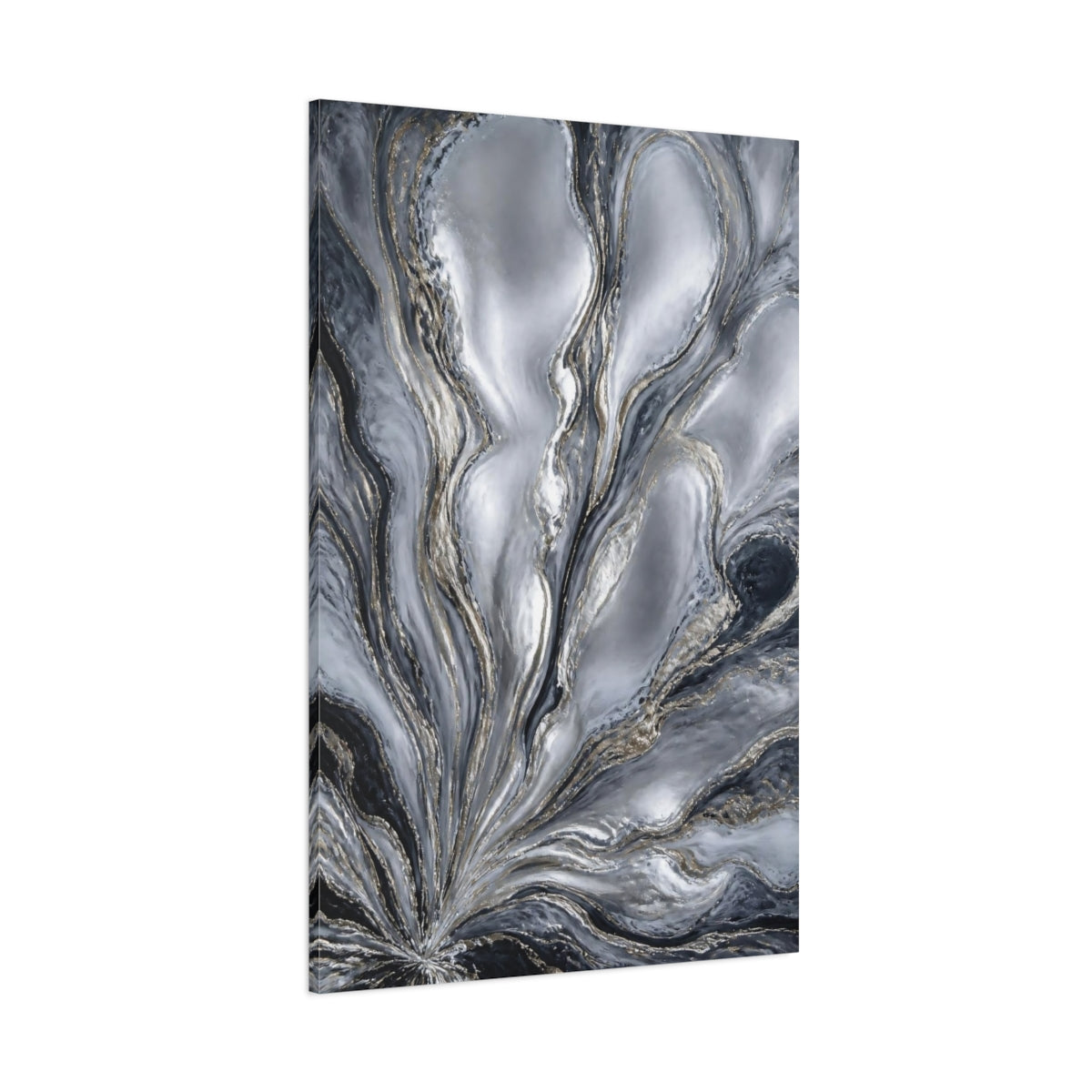 Side Mockup 1. Silver Accent Currents shown as canvas print