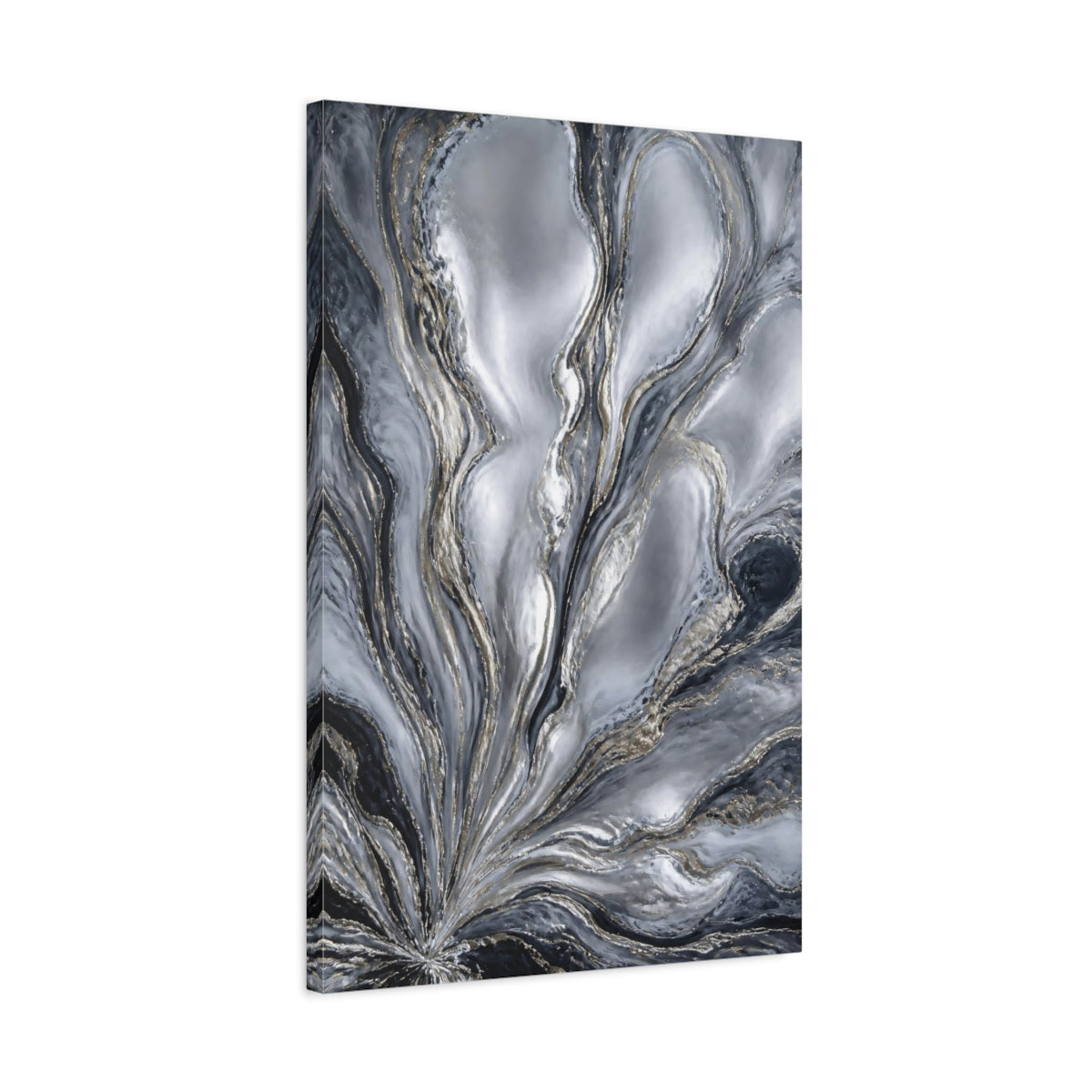 Side Mockup 2. Silver Accent Currents shown as canvas print