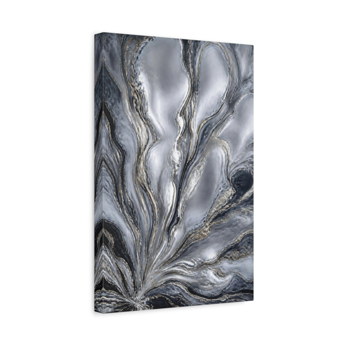 Side Mockup 4. Silver Accent Currents shown as canvas print