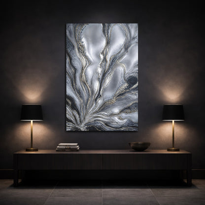 Mockup 3. Silver Accent Currents shown as canvas print
