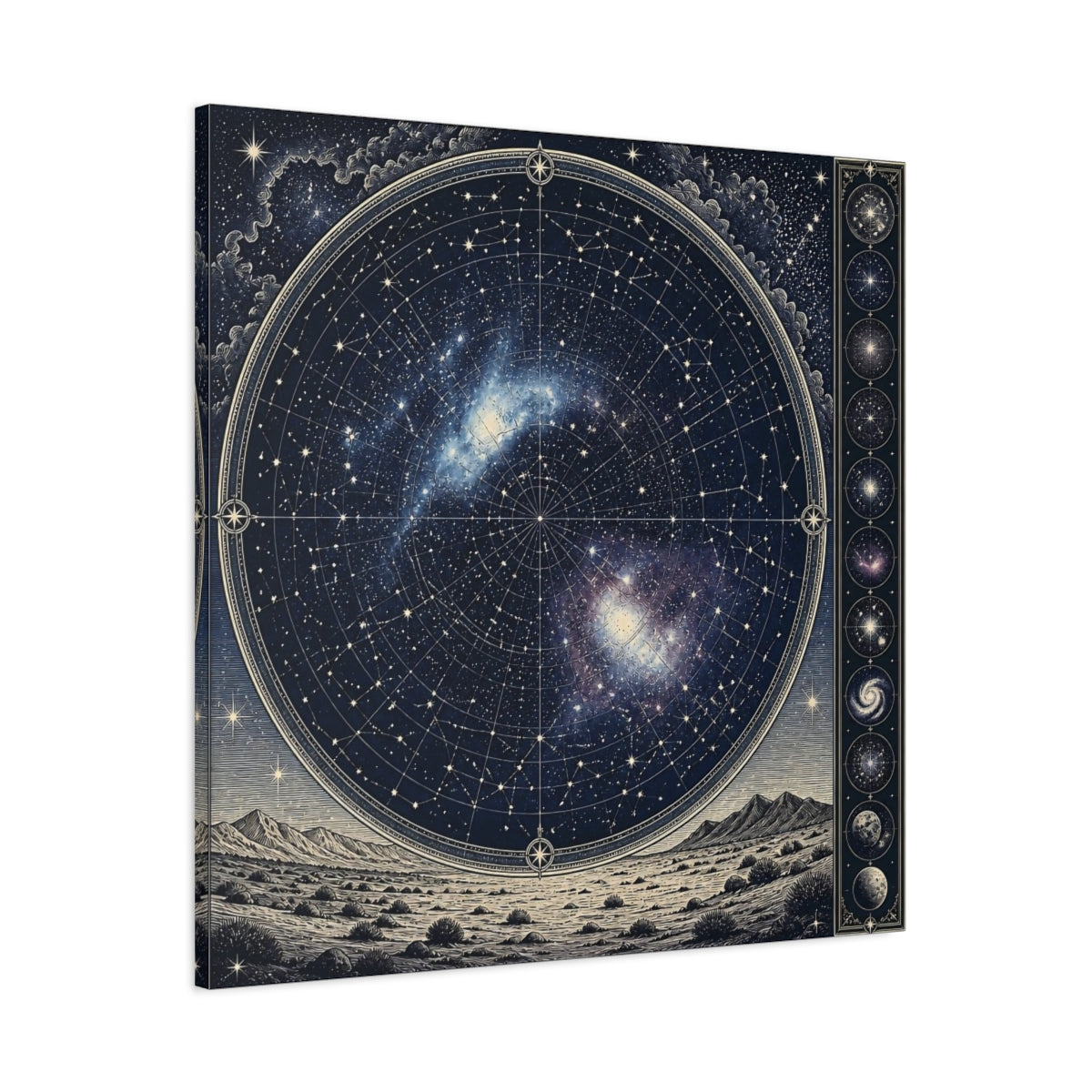 Main Mockup. Silver Desert Star Map shown as canvas print