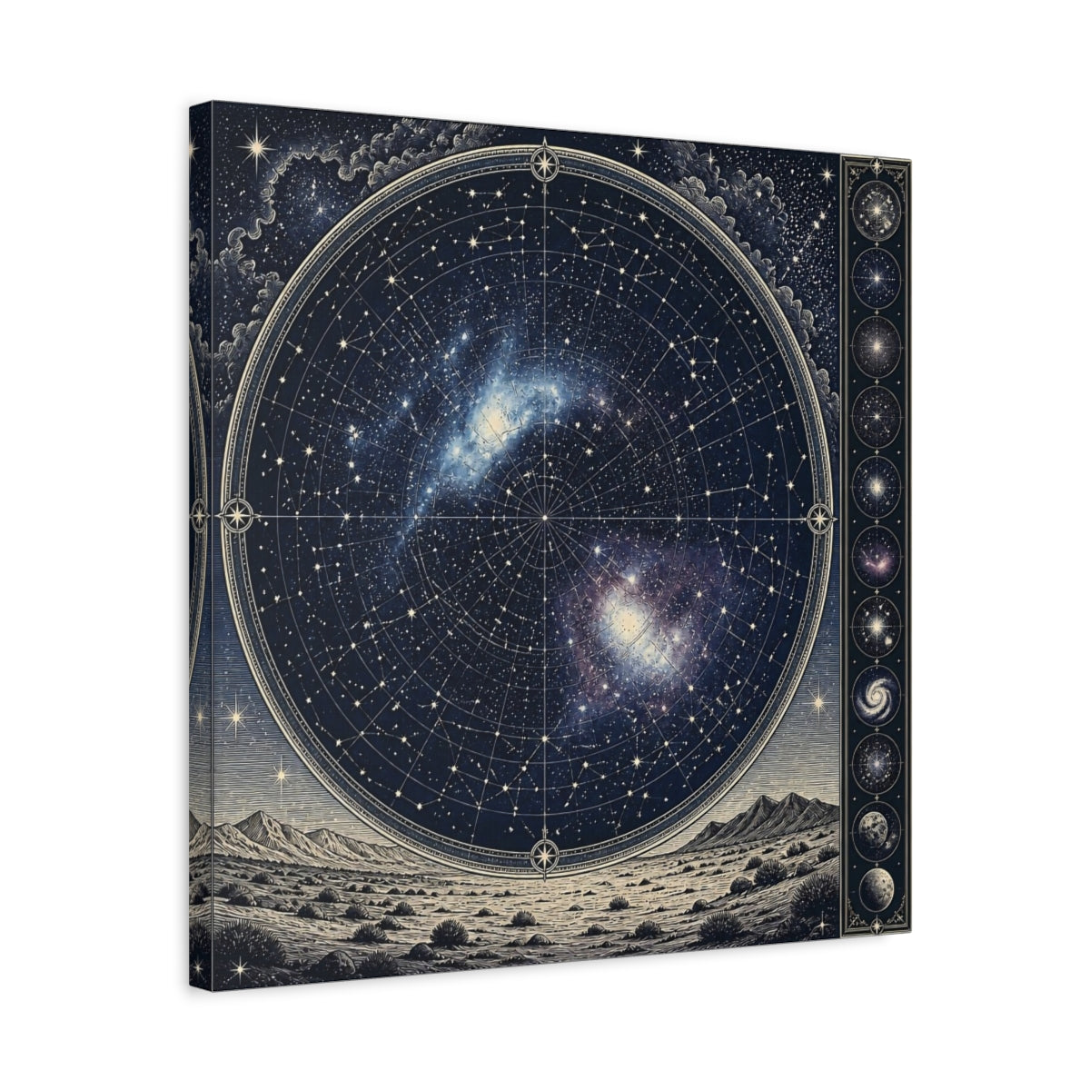 Side Mockup 5. Silver Desert Star Map shown as canvas print