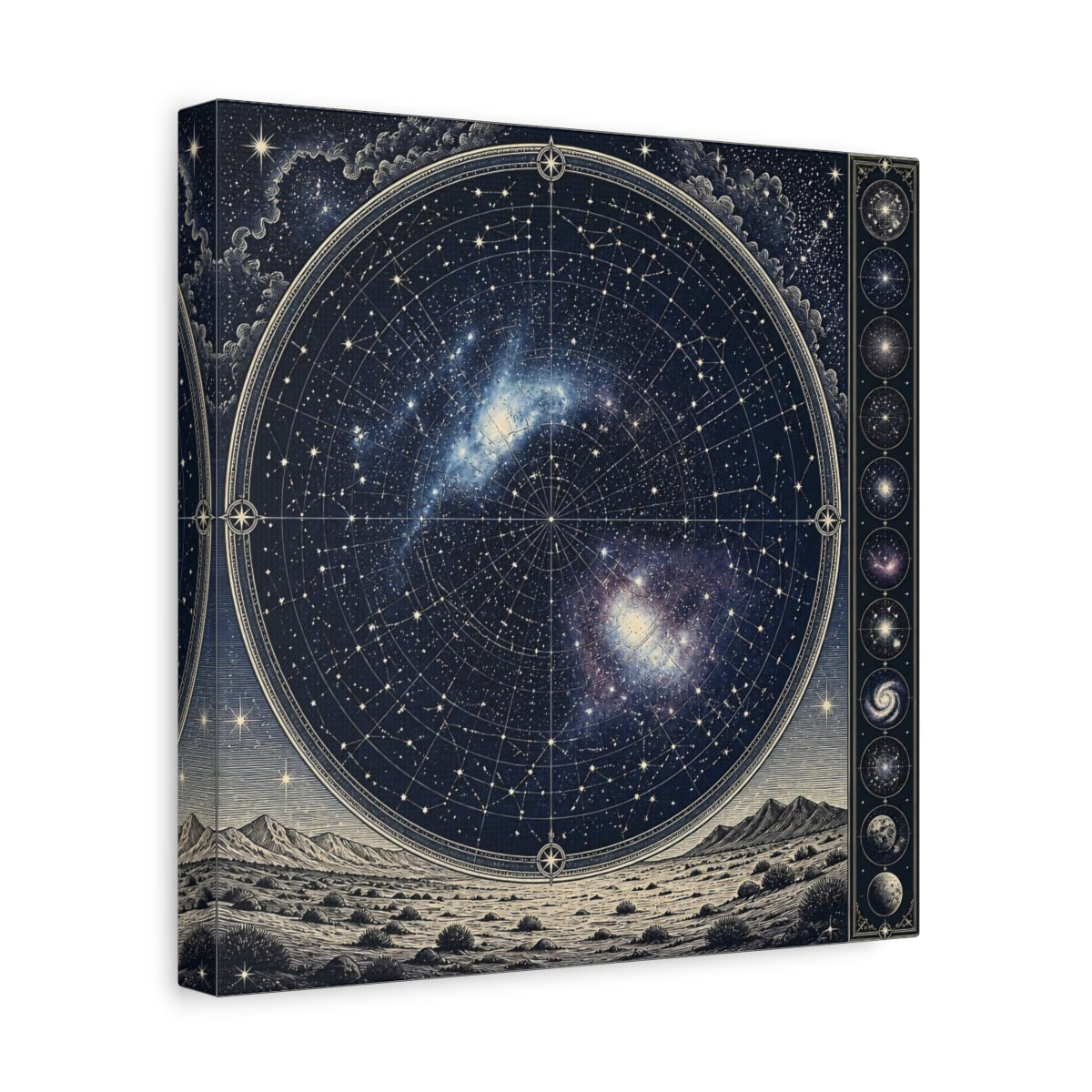 Side Mockup 8. Silver Desert Star Map shown as canvas print