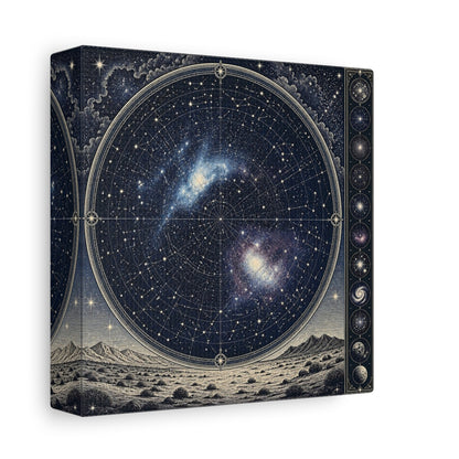 Side Mockup 2. Silver Desert Star Map shown as canvas print