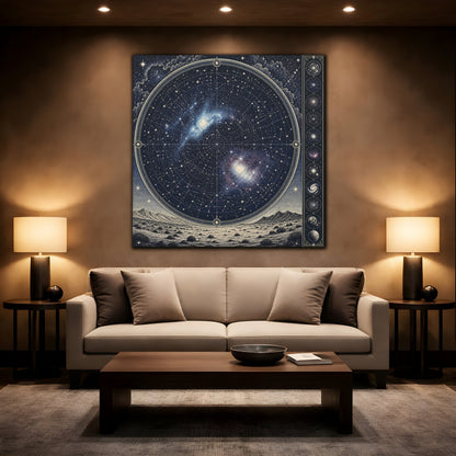 Mockup 2. Silver Desert Star Map shown as canvas print