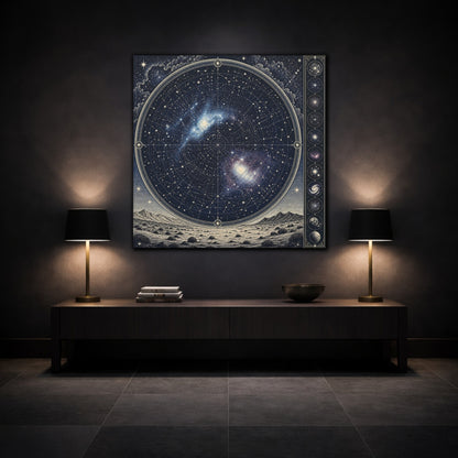 Mockup 3. Silver Desert Star Map shown as canvas print