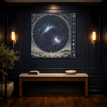 Mockup 4. Silver Desert Star Map shown as canvas print