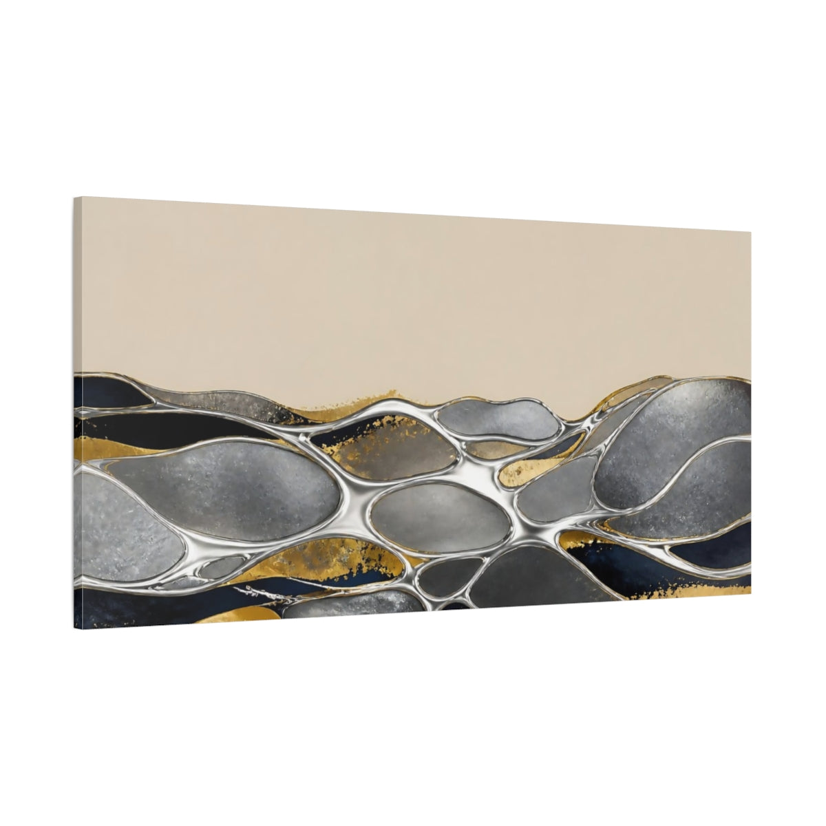 Side Mockup 2. Silver Pools Accent shown as canvas print