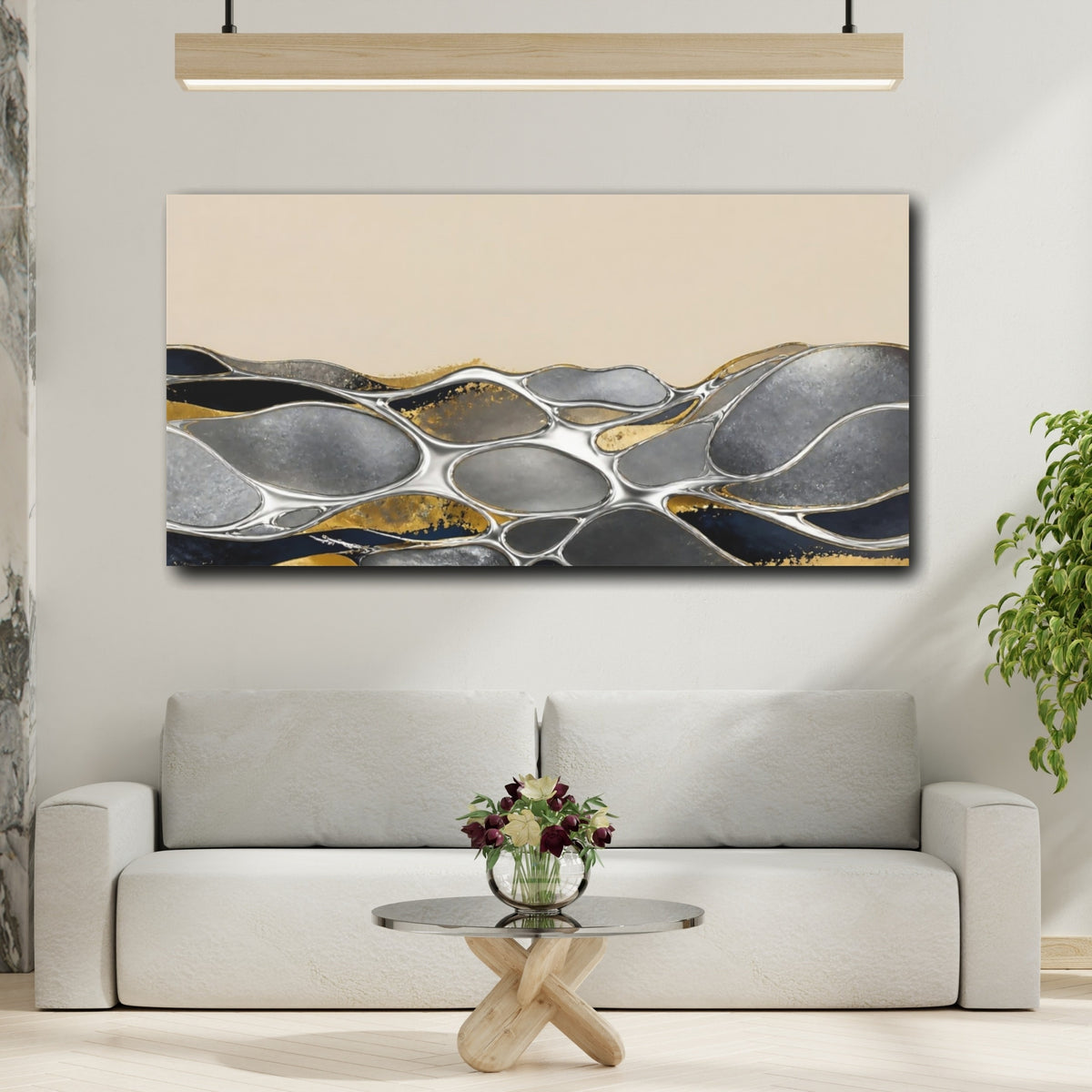 Mockup 2. Silver Pools Accent shown as canvas print