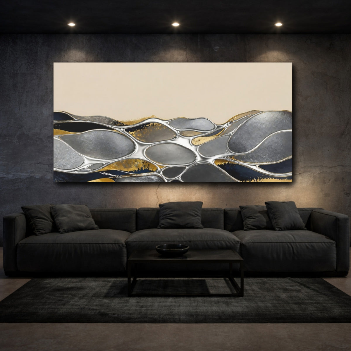 Mockup 3. Silver Pools Accent shown as canvas print