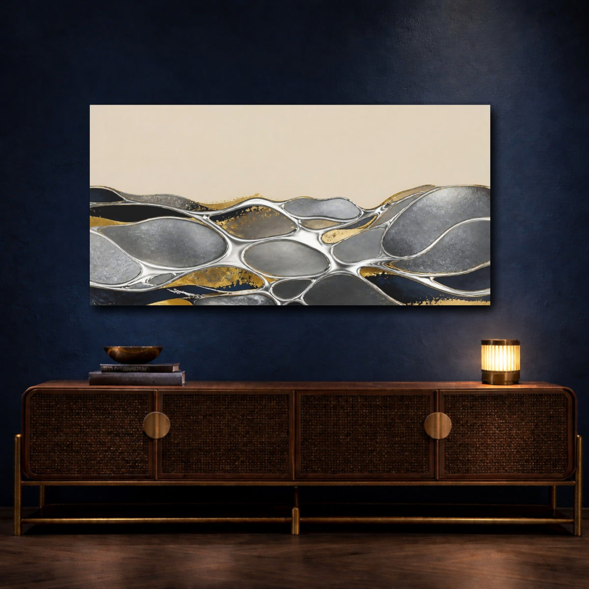 Mockup 4. Silver Pools Accent shown as canvas print