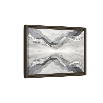 Side Mockup 5. Silver Wave Abstract Accent shown as framed canvas print