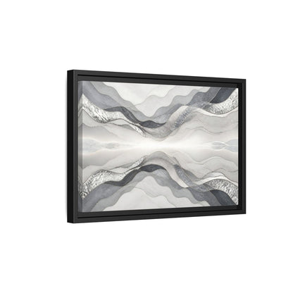 Side Mockup 6. Silver Wave Abstract Accent shown as framed canvas print