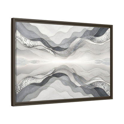 Side Mockup 11. Silver Wave Abstract Accent shown as framed canvas print