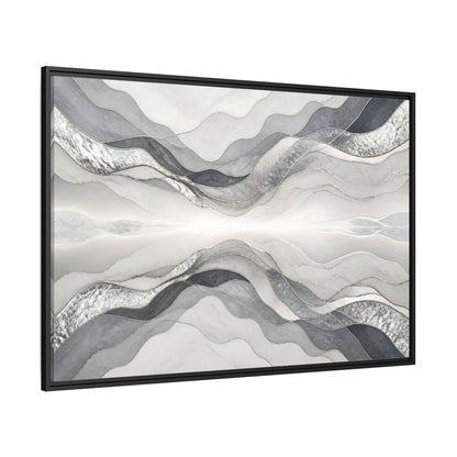 Side Mockup 12. Silver Wave Abstract Accent shown as framed canvas print