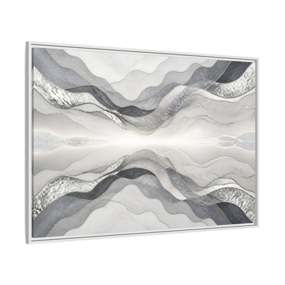 Side Mockup 7. Silver Wave Abstract Accent shown as framed canvas print