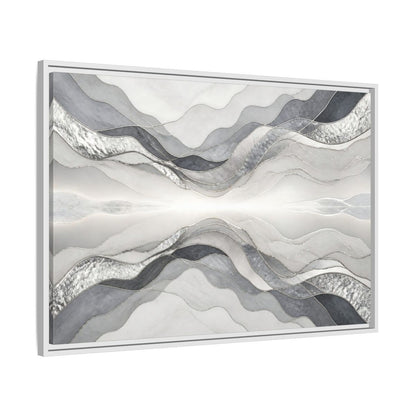 Side Mockup 9. Silver Wave Abstract Accent shown as framed canvas print