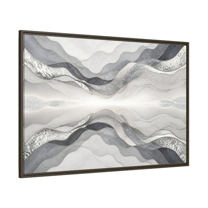 Side Mockup 8. Silver Wave Abstract Accent shown as framed canvas print