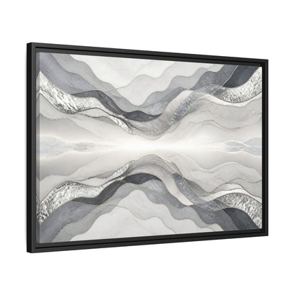 Side Mockup 14. Silver Wave Abstract Accent shown as framed canvas print