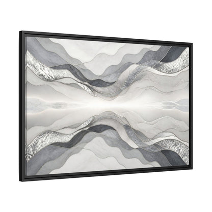 Side Mockup 13. Silver Wave Abstract Accent shown as framed canvas print