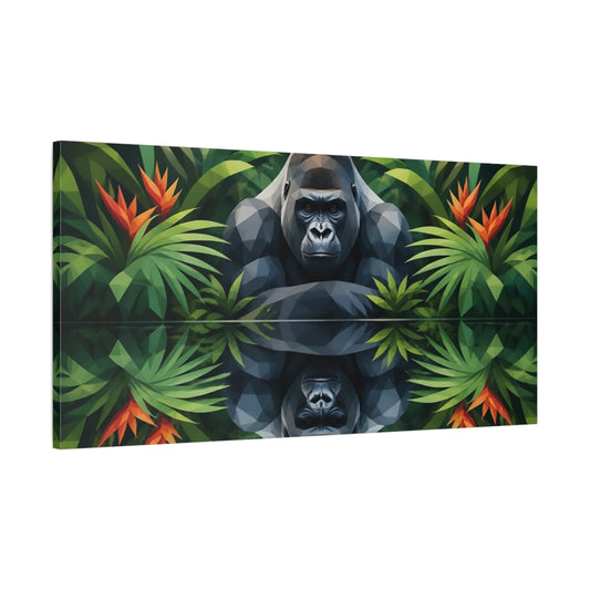 Main Mockup. Silverback Jungle Reflection shown as canvas print