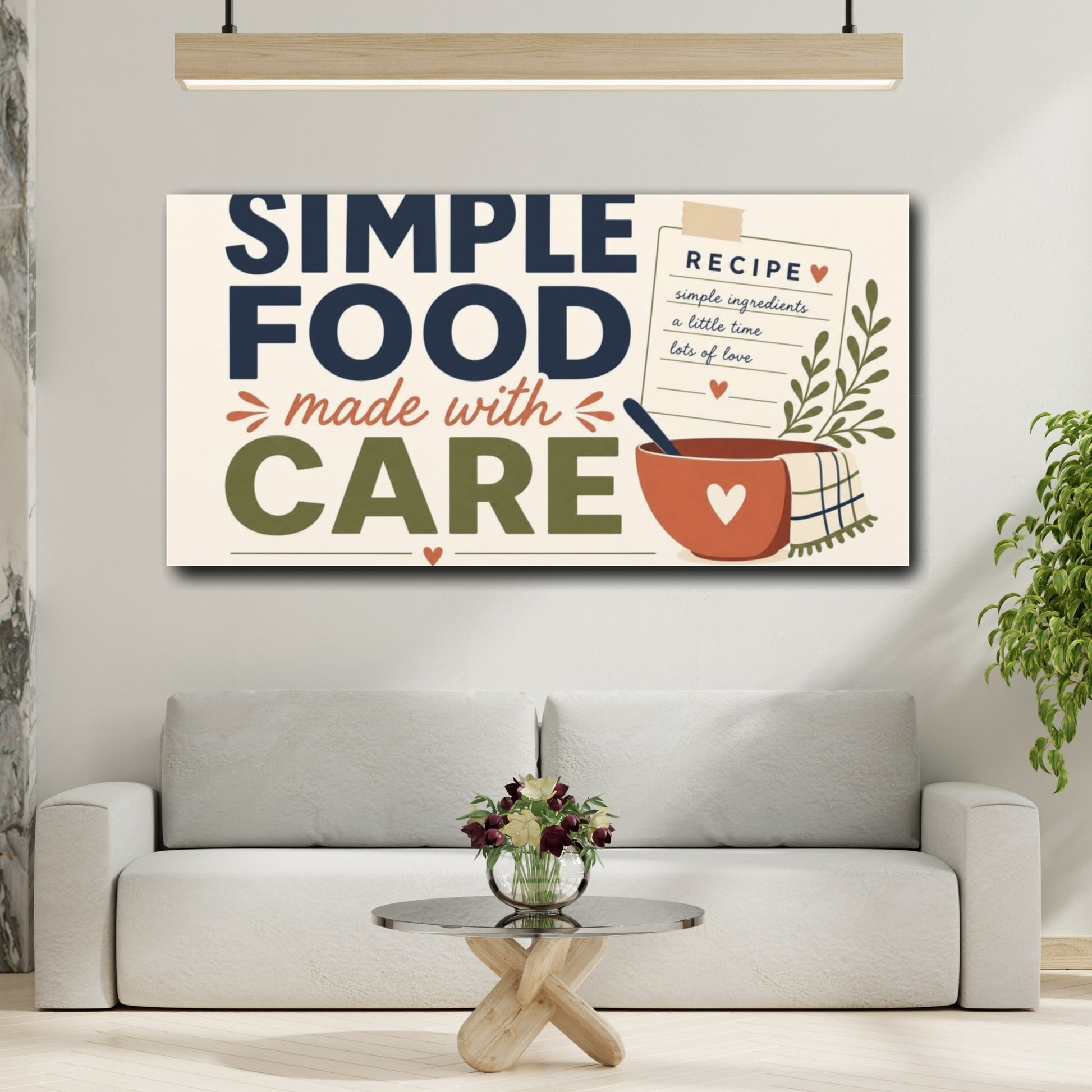 Mockup 2. Simple Food Made With Care shown as canvas print