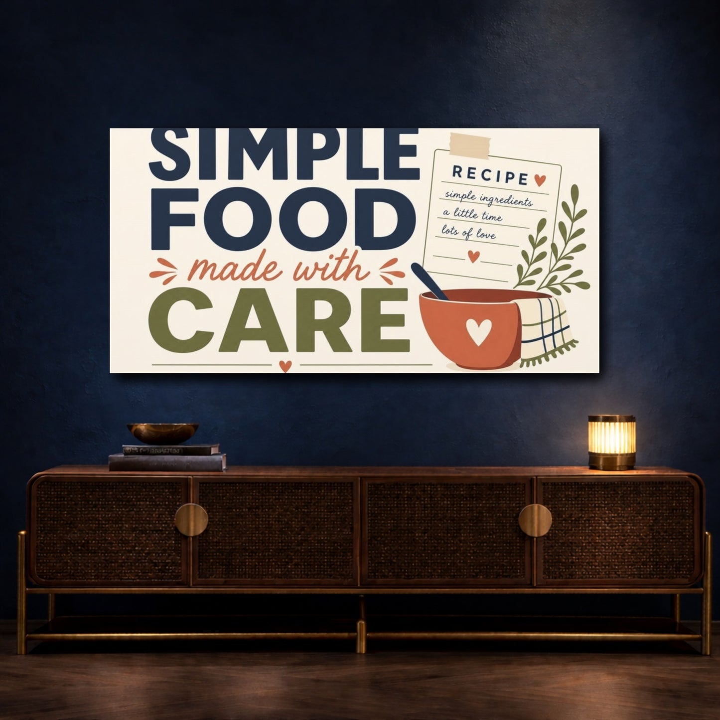 Mockup 4. Simple Food Made With Care shown as canvas print