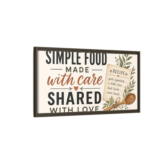 Main Mockup. Simple Food With Care shown as framed canvas print