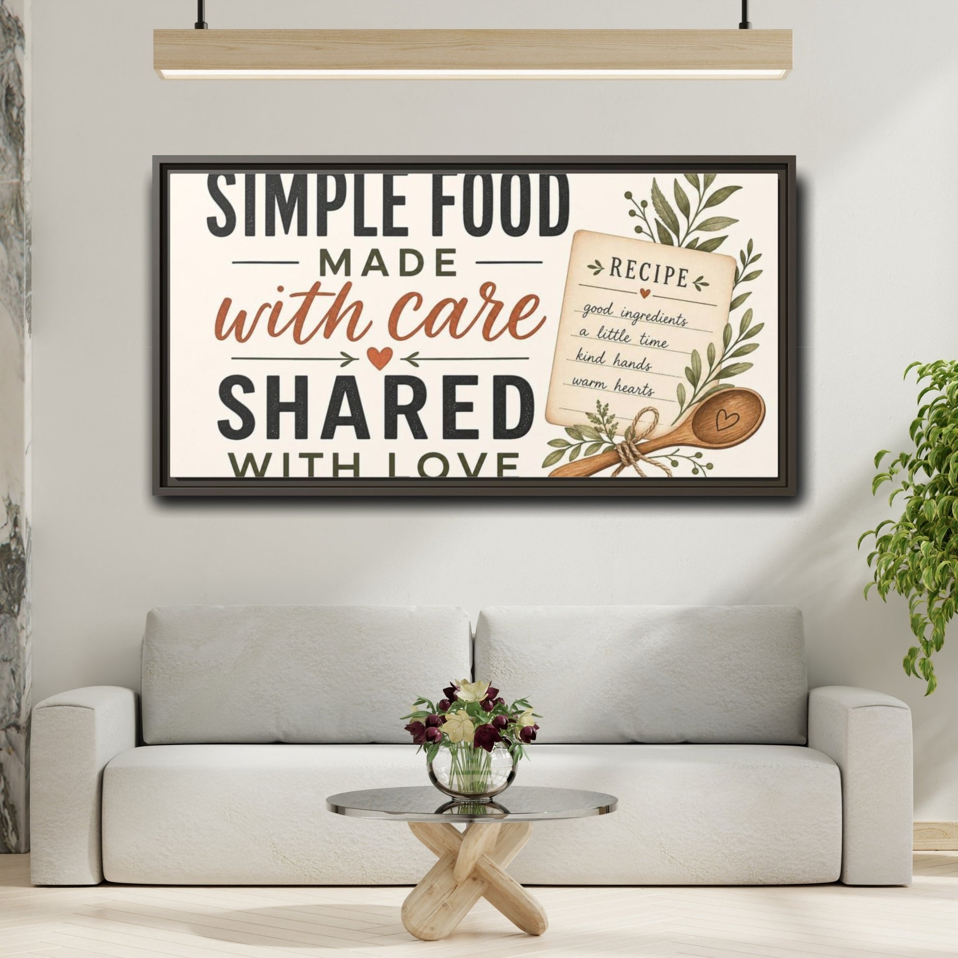 Mockup 2. Simple Food With Care shown as framed canvas print